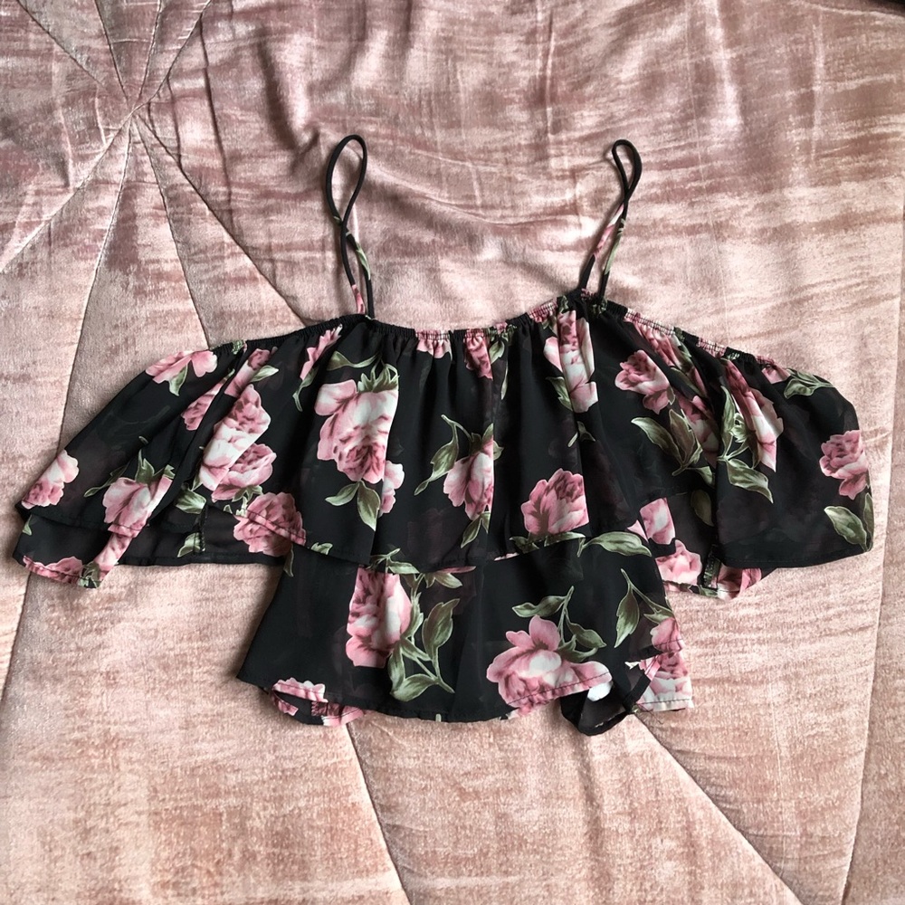 Nasty Gal Floral Ruffle Top